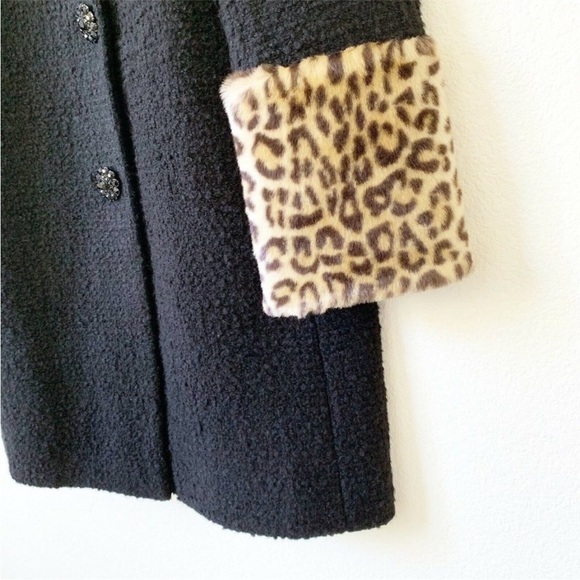 Kate Spade Leopard Cuff Boucle Faux Fur Jewel Button Coat 2 - Picture 15 of 16